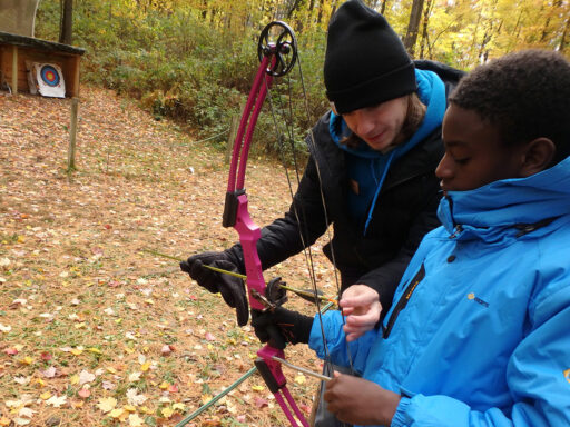 Student learning archery