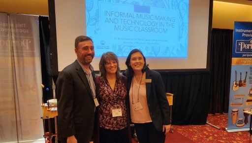 Karen Bullock with Brashier (right) and Patrick Lawrence (left) at the Wisconsin Music Educators Conference in Madison, Wis.