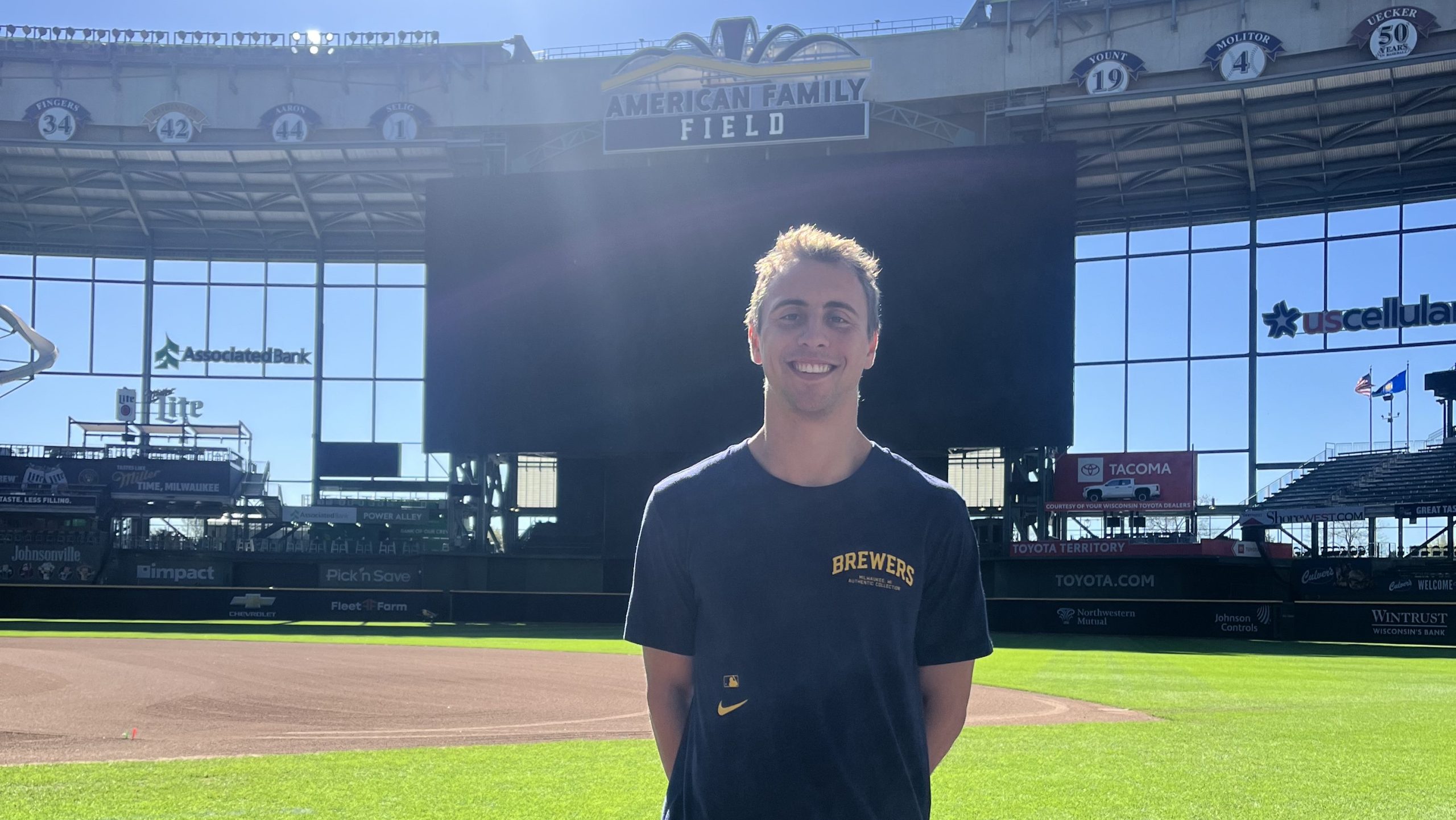 UW-Stevens Point graduate student Logan Lutz is training with the pros with an athletic training internship opportunity with the Milwaukee Brewers.