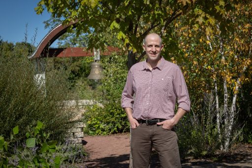 Aaron Kadoch, an associate professor of interior architecture at UWSP, was the principal designer for the Cultural Commons interactive garden, located in Pfiffner Park on the Stevens Point riverfront.