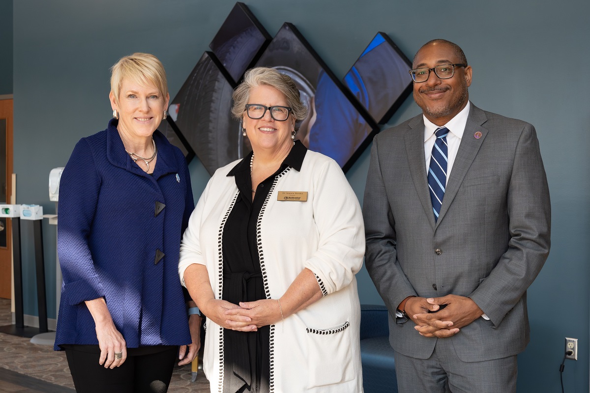 The Central Wisconsin AI Center is launching in Wausau with the goal of offering industry-specific AI solutions and training for regional businesses. Pictured are UW-Stout Chancellor Katherine Frank, NTC President Jeannie Worden and UW-Stevens Point Chancellor Thomas Gibson, leaders of the partnering institutions.