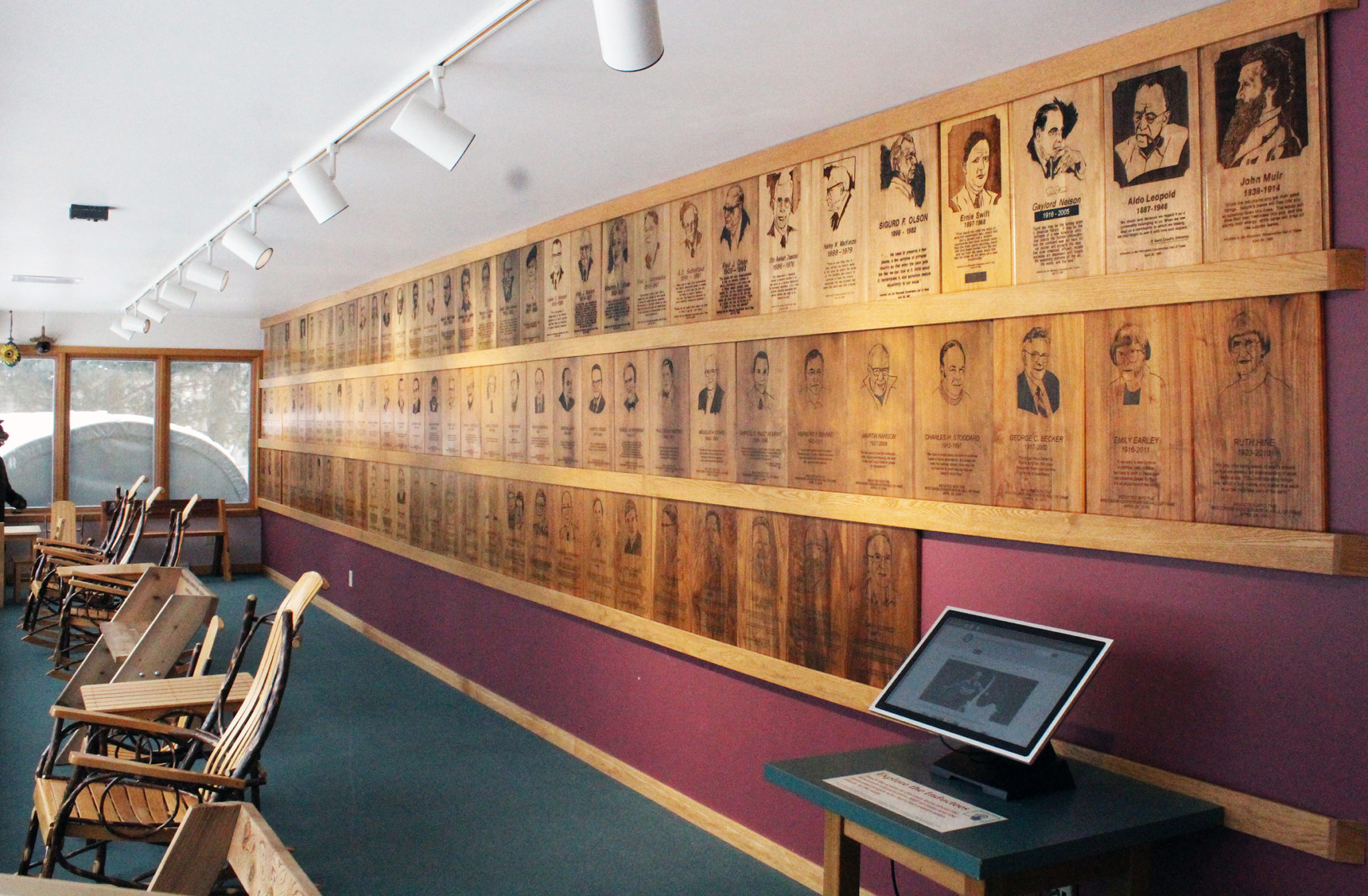 Wisconsin Conservation Hall of Fame inductee plaques were housed in the visitor center starting in 1985.