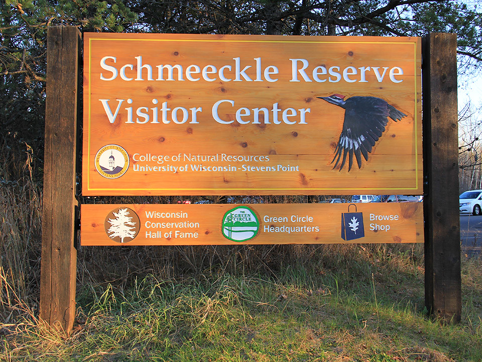 Construction of the Visitor Center began in 1982 and included a basement workshop where students craft signs like this one.