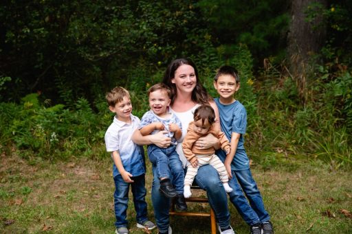 Candace Duran, pictured with her children, who has worked to gain the advanced skills needed for a career in a juvenile setting for social work. Photo credit: Taylor Robin Photography